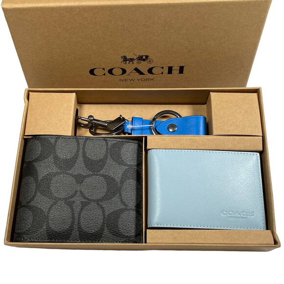 Coach Boxed 3 In 1 Wallet and Trigger valet key fob Gift Set - Picture 2 of 12